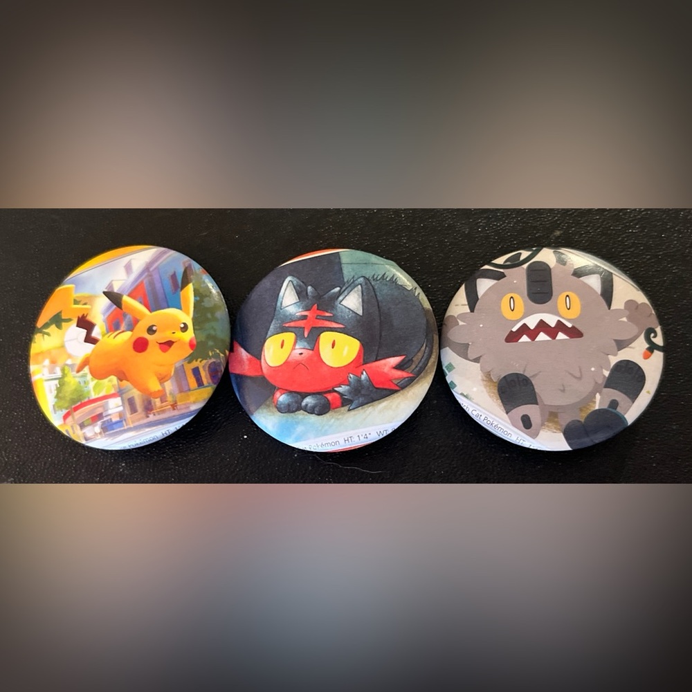 Cute Pokémon Button 3 Pack Handmade